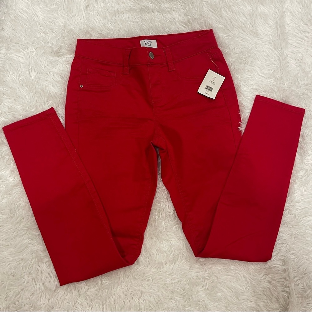 NWT Crown & Ivy Kids Red Skinny Jean Sz 12
